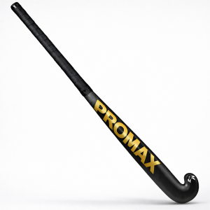 stick PRO-MAX negre amb logo daurat stick hockey negre premium PRO-MAX stick PRO-MAX disseny negre daurat hockey stick negre elegant PRO-MAX
